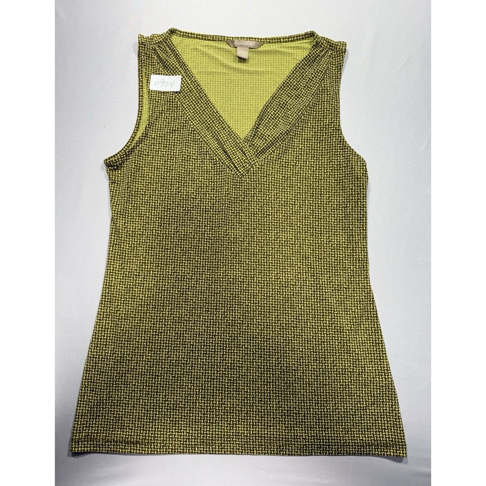 Banana Republic Women's Sleeveless V-Neck Knit Stretch Geometric Tank Top S